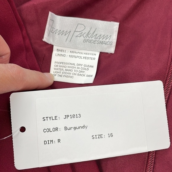 NWT Jenny Packham V Neck Crepe Column Gown Bridesmaid Dress Burgundy Sz 16 - Picture 10 of 11